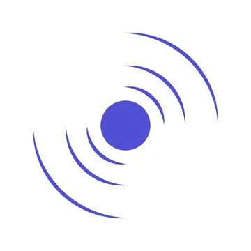 Echo sonar waves. Blue radar symbol on sea and ultrasonic signal reflection.  Stock Illustration