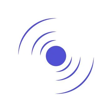 Echo sonar waves. Blue radar symbol on sea and ultrasonic signal reflection.  Stock Illustration