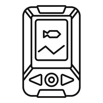 Echo sounder fish catch icon, outline style 스톡 일러스트