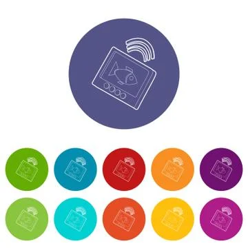 Echo sounder icons set vector color Illustrazione stock