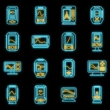 Echo sounder icons set vector neon Illustrazione stock