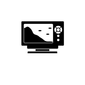 Echo Sounder, Sonar Catch Fish Solid Flat Vector Icon Isolated on White Backg Stock Illustration