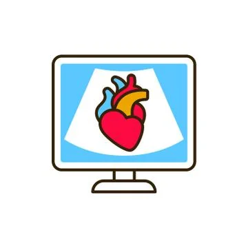 Echocardiogram machine color line icon. Medical and scientific concept. Picto Stock Illustration