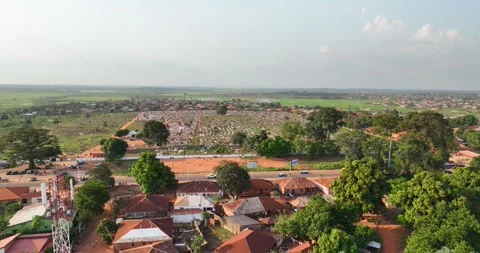 Echoes of Love A Quiet Flight Over Guinea-Bissau’s Cemetery Stock Footage 322722928