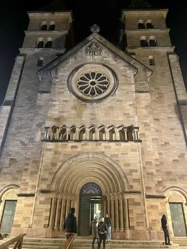 Echternach Basilica at night Stock Photos