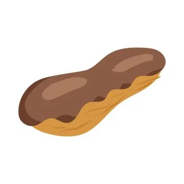 Eclair with chocolate icon, cartoon style Ilustração Stock