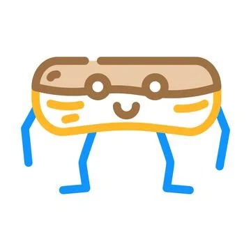 Eclair dessert character color icon vector illustration Illustrazione stock