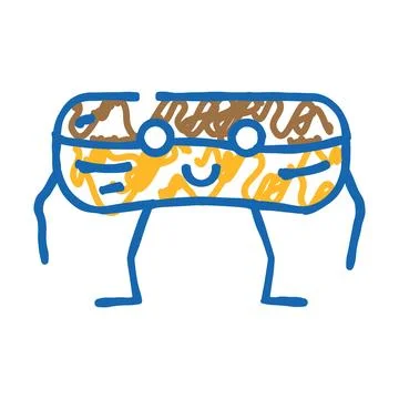 Eclair dessert character icon doodle illustration Illustrazione stock