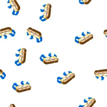 Eclair dessert character isometric icon seamless pattern Stock-Illustration