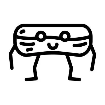 Eclair dessert character line icon vector illustration Illustrazione stock