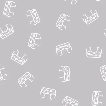 Eclair dessert character line vector seamless pattern Illustrazione stock