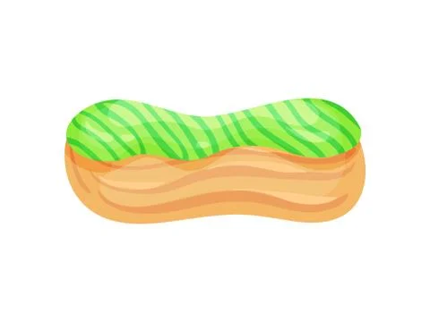 Eclair with glossy glaze. Vector illustration on white background. Illustrazione stock