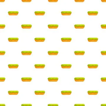 Eclair pastry pattern with green icing background Illustrazione stock