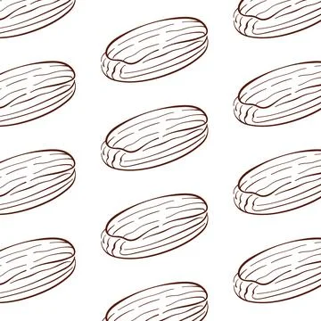 Eclair seamless pattern in line art style. French bakery design element for cafe Stock Illustration