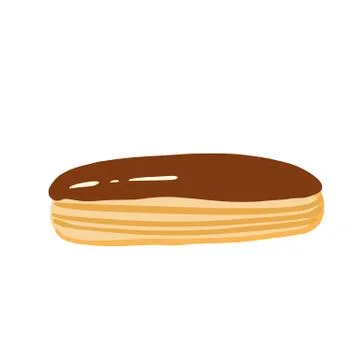 Eclair on white background. Cartoon bakery products with glaze in style doodl Illustrazione stock