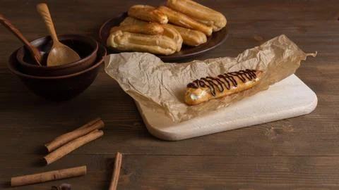 Eclairs with a delicate cream inside Stock-Fotos