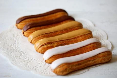 Eclairs made dish Stock Photos
