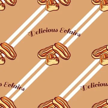 Eclairs Seamless Pattern Stock Illustration