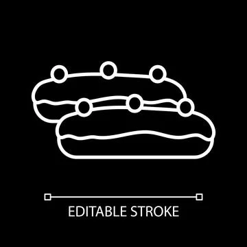 Eclairs white linear icon for dark theme Illustrazione stock