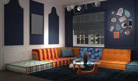 Eclectic and classic lounge Stock Illustration