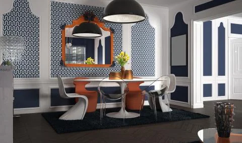 Eclectic and classic lounge Stock Illustration