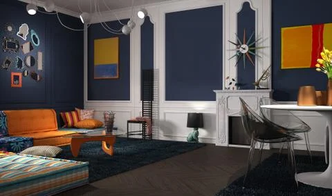 Eclectic and classic lounge Stock Illustration