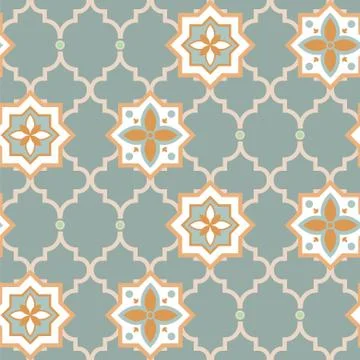 Eclectic combined style seamless pattern with oriental and classic motifs Stock Illustration