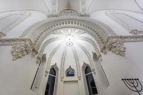 Eclectic elements of the interior of a large choral Jewish synagogue Stock Photos