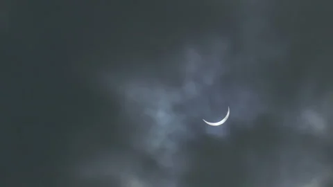 Eclipse 2024 Partial Solar Clouds Stock Footage 271365524