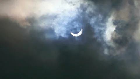 Eclipse 2024 Solar Clouds Moon Sun Stock Footage 271367672