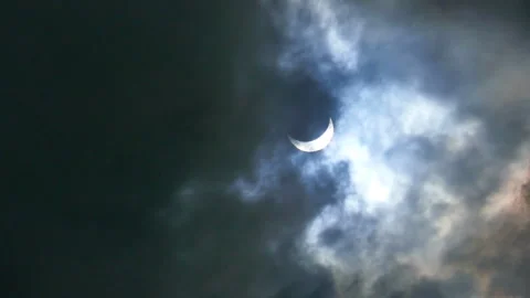 Eclipse 2024 Solar Clouds Sun Moon Canada Stock Footage 271369542
