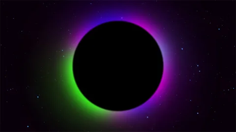 Eclipse animation with glowing edges. Abstract background with copy space. Stock Footage 144845138