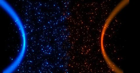 Eclipse between two planets with star particles, dust floating around bg. B.. 스톡 일러스트
