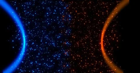Eclipse between two planets with star particles, dust floating around bg. B.. 스톡 일러스트