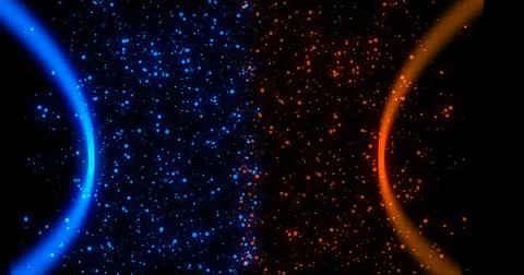 Eclipse between two planets with star particles, dust floating around bg. B.. 스톡 일러스트