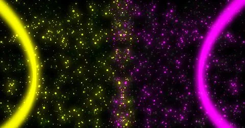 Eclipse between two planets with star particles, dust floating around bg. B.. 스톡 일러스트
