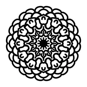 Eclipse Core Floral Rosette with Curved Ember Motifs mandala Stock Illustration