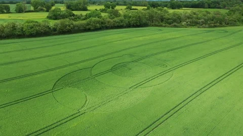 Eclipse Crop Circle Cinematic Drone Clip 4K, 9th June 2021, Wooton Rivers, UK Stock Footage 155920845