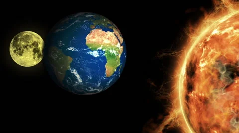 Eclipse: earth sun and moon planet aligned Stock Footage 68637350