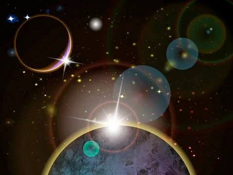 Eclipse - Fantacy Space scene Stock Illustration