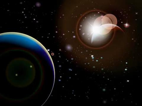 Eclipse - Fantasy Space scene 스톡 일러스트