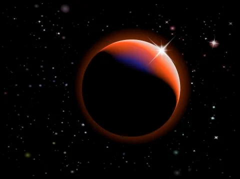 Eclipse - Fantasy Space scene Stock Illustration