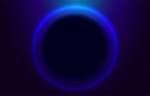 Eclipse. Glowing circle on a dark blue background Illustrazione stock