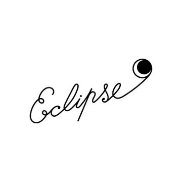 Eclipse. Hand lettering on a white background . Vector illustration with an a Stock Illustration