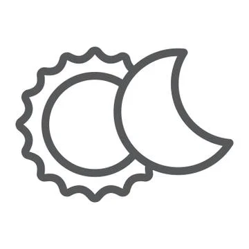 Eclipse line icon, space and astronomy, solar Stock Illustration