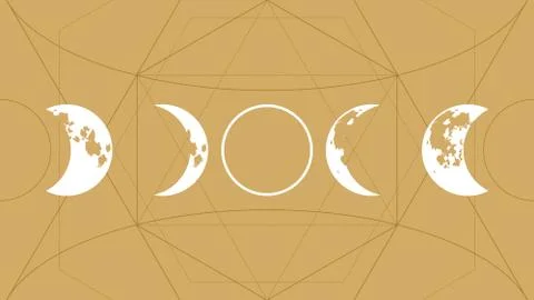 Eclipse of the moon flat image on a golden background with a line pattern Ilustração Stock