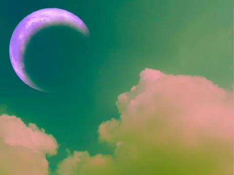 Eclipse moon rare phenomenon gray sky rose cloud 스톡 사진