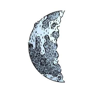 Eclipse moon sketch hand drawn vector Ilustração Stock