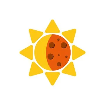 Eclipse moon sun flat icon image Ilustração Stock