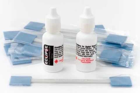 Eclipse Optic Cleaning Fluid - lens cleaner for digital sensors CCD, CMOS DSLR Stock Photos